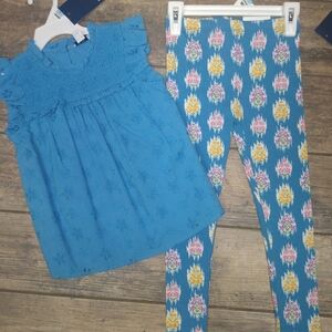 Crown & Ivy Blue and Pink Matching Set with Playful Patterns